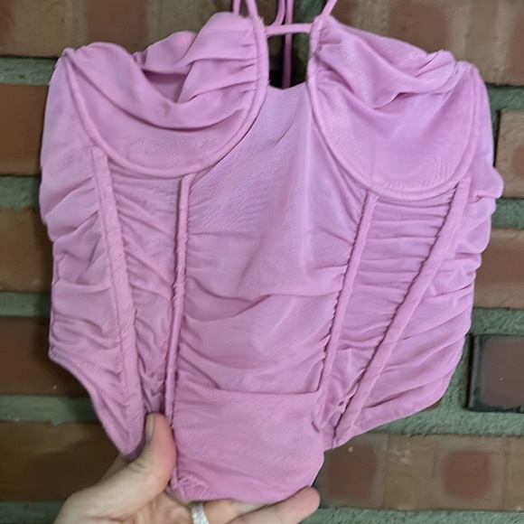 Mesh corset underwire size small rushed Y2K style purple pink color - Picture 2 of 5